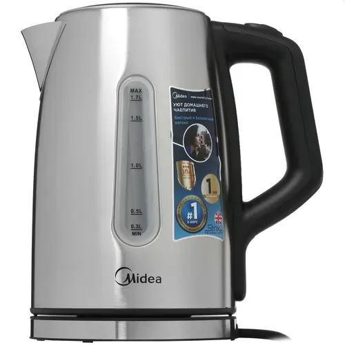 

Чайник электрический Midea MK-8063 1.7л. 2.2 кВт, металл/пластик, серебристый (MK-8063), MK-8063