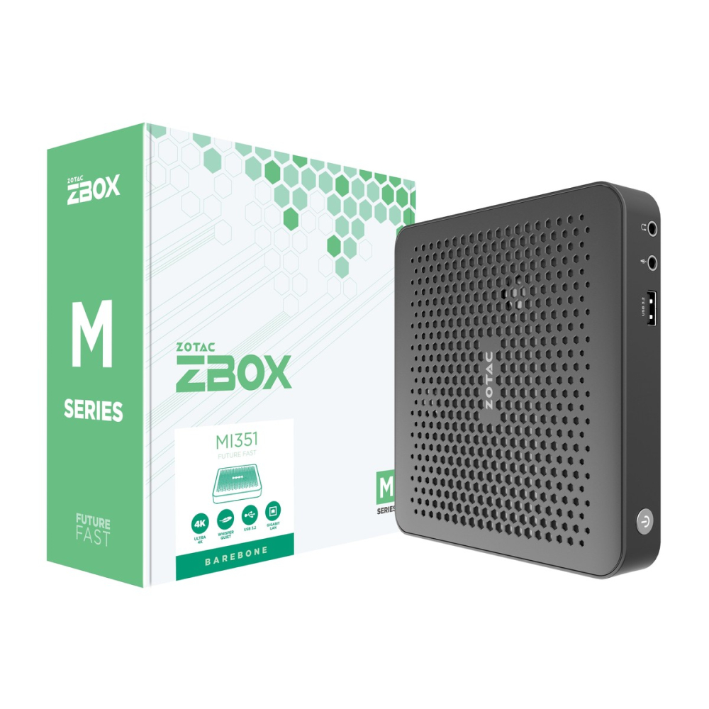 Неттоп-платформа Zotac ZBOX M MI351, Intel N100 3.4 ГГц 1xDDR5 SODIMM, WiFi, BT, черный (ZBOX-MI351-E)