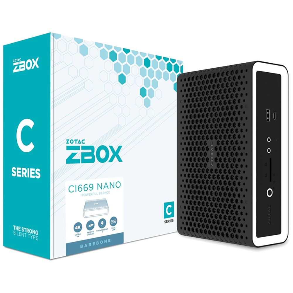 

Неттоп-платформа Zotac ZBOX C CI669 NANO, i7-1355U 1.2 ГГц 2xDDR5 SODIMM, 1x2.5" HDD/SSD, 1xM.2 SSD, WiFi, BT, черный (ZBOX-CI669NANO-BE), CI669 NANO