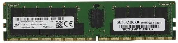 

Память DDR4 RDIMM 64Gb, 3200MHz, 1.2V, Dual Rank, ECC Reg, Supermicro (MEM-DR464L-CL03-ER32)