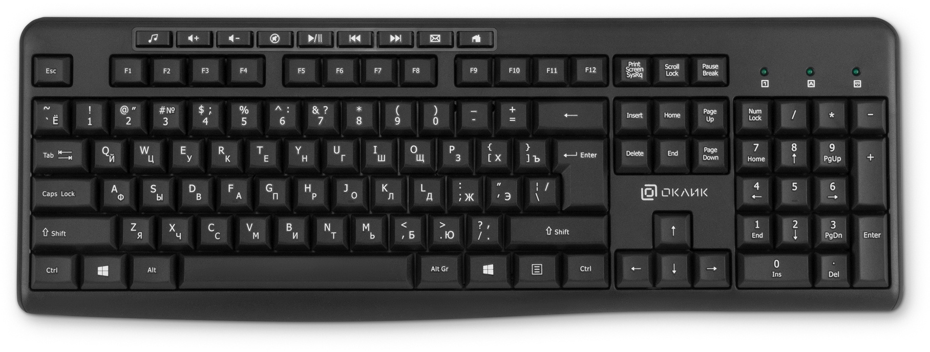 Клавиатура Oklick K225W , радиоканал, черный