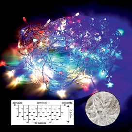 Гирлянда ECOLA светодиодная бахрома, ламп: 150 шт., 3 м x 50 см, режимов: 1, от сети, RGBW (N6RM03ELC)