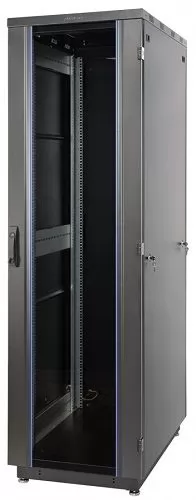 Шкаф телекоммуникационный напольный 22U 800x800 мм, стекло/металл, черный, Eurolan 60F-22-88-31BL (60F-22-88-31BL)