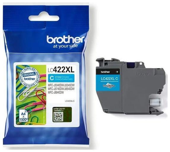 

Картридж струйный Brother LC422XL (LC422XLC), голубой, оригинальный, ресурс 1500 страниц для MFC-J5340DW/J5740DW/J6540DW/J6940DW, LC422XL