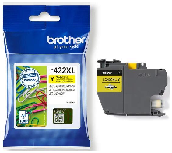 

Картридж струйный Brother LC422XL (LC422XLY), желтый, оригинальный, ресурс 1500 страниц для MFC-J5340DW/J5740DW/J6540DW/J6940DW, LC422XL