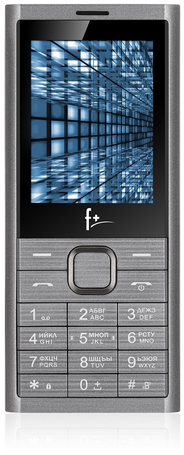 Мобильный телефон F+ B280, 2.8" 320x240 TN, MediaTek MT6261D, BT, 1xCam, 2-Sim, 2500 мА·ч, micro-USB, Nucleus, темно-серый (B280 Dark Grey) новый, трещина в нижнем правом углу корпуса, полный комплект