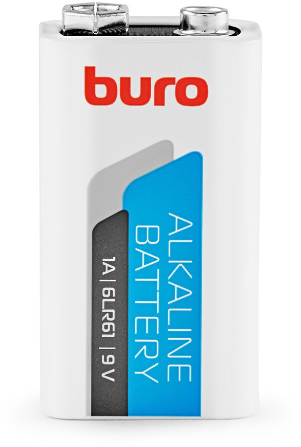 Батарейка Buro Alkaline, крона (6LR61/6LF22/1604A/1604S/6F22), 9V, 1 шт