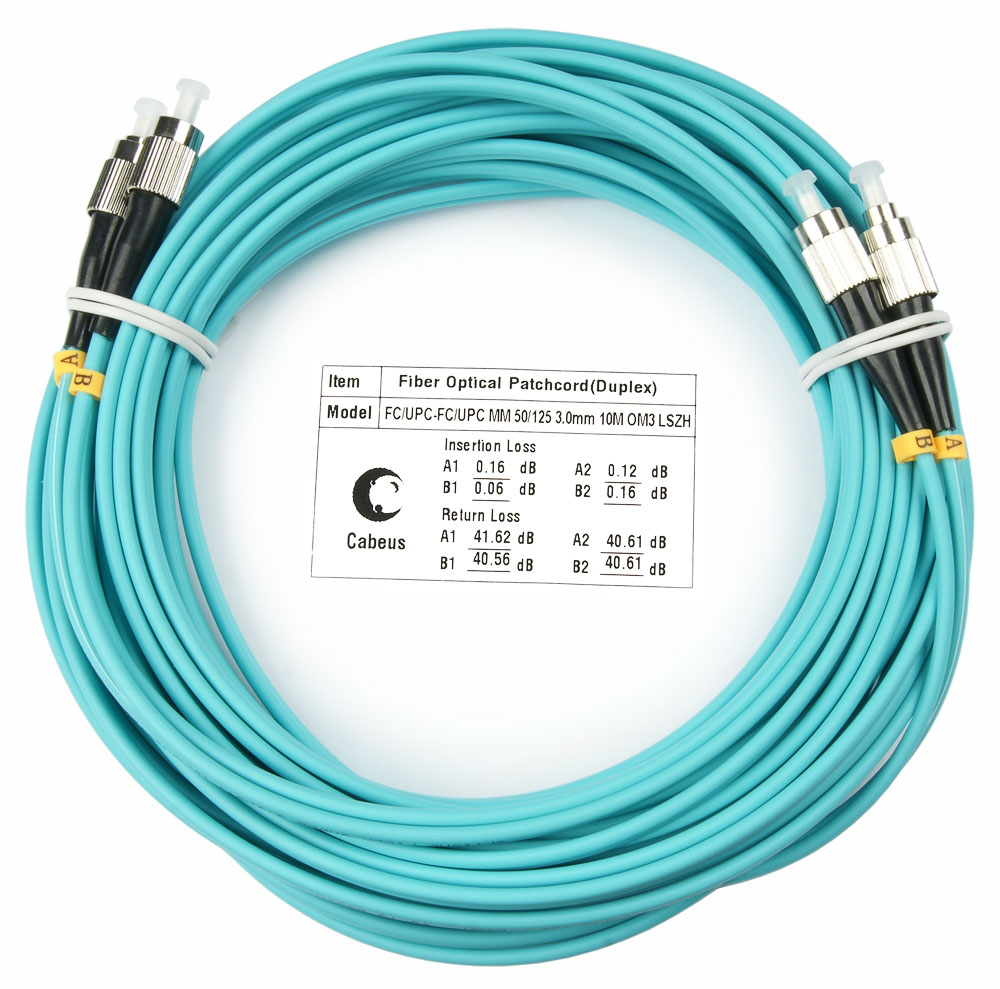 

Патч-корд оптический Cabeus, FC/UPC-FC/UPC, многомодовый, 50/125, OM3, двойной, 10 м, LSZH, аквамарин (FOP-50-FC-FC-10m), Бирюзовый