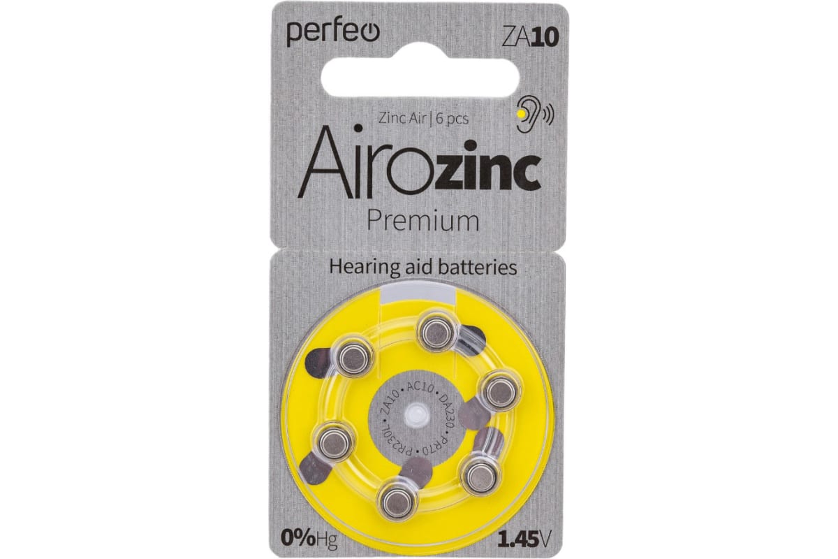 

Батарея Perfeo Zinc Air, ZA10, 1.4V, 6шт. (30010660)