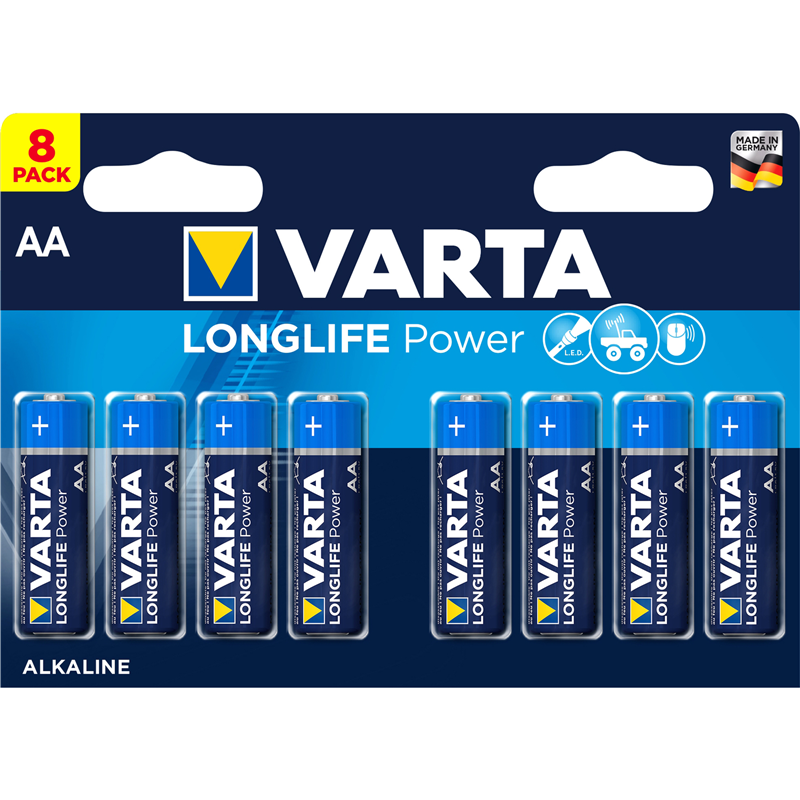 

Батарейка Varta Longlife Power, AA (LR6-20F), 1.5V, 8 шт. (04906121418)
