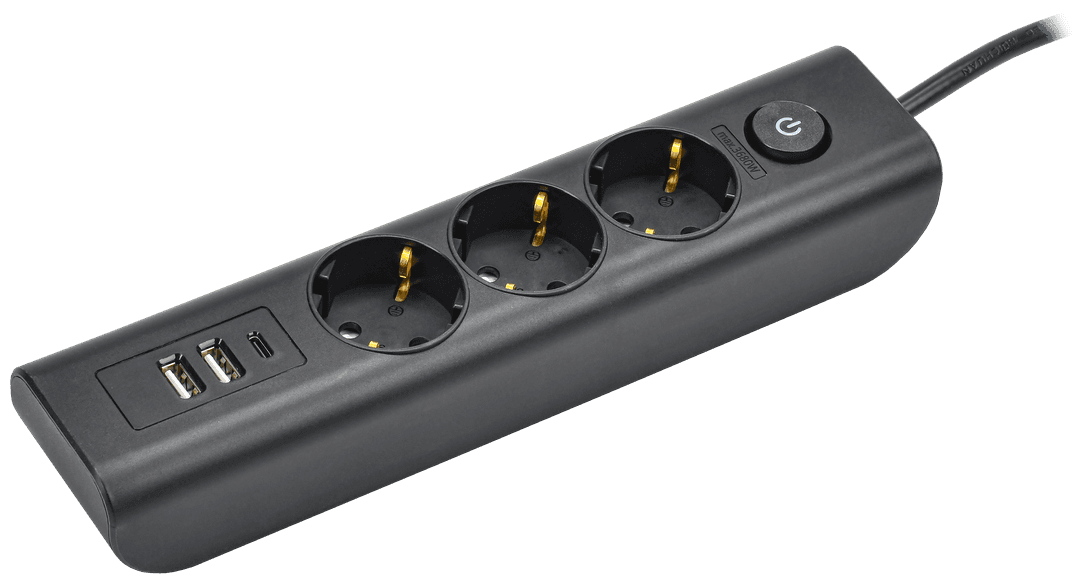 

Удлинитель IEK Modern У03В, 3-розетки, 2 м, черный (WYP12-16-03-02-ZKU-K02), У03В