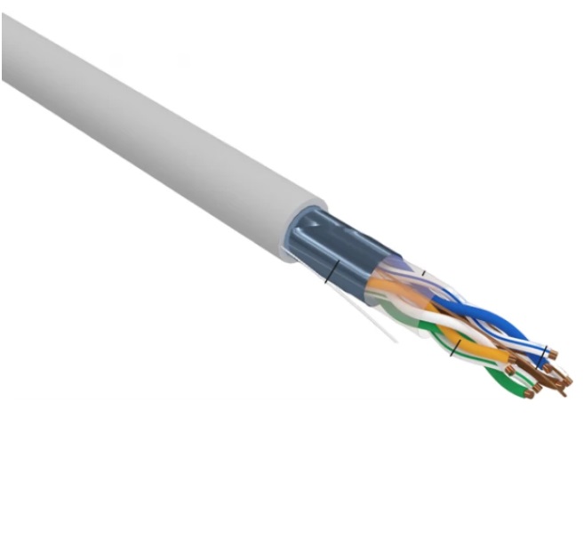 Витая пара FTP кат.5e, 4 пары, CU, 0.52 мм, 305м., внутренний, одножильный, PVC, серый, REXANT (02-0025)