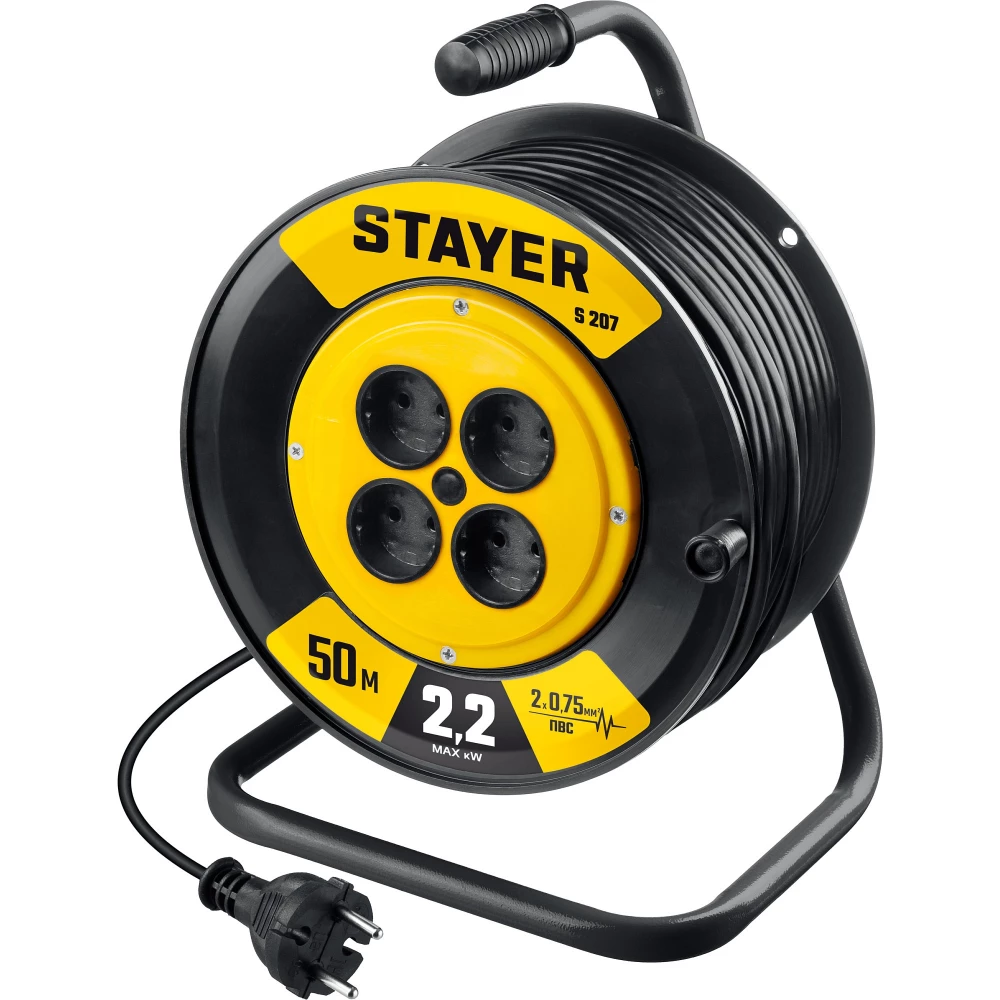 Удлинитель на катушке STAYER S 207 4-розетки, 50 м