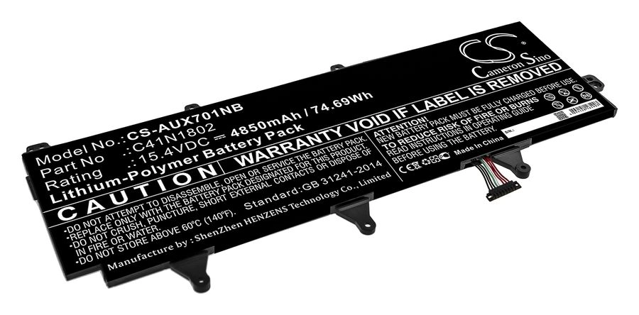 

Аккумуляторная батарея CameronSino CS-AUX701NB для Asus ROG Zephyrus S GX701, GX735, 15.4V, 4.85 А·ч, черный, CS-AUX701NB