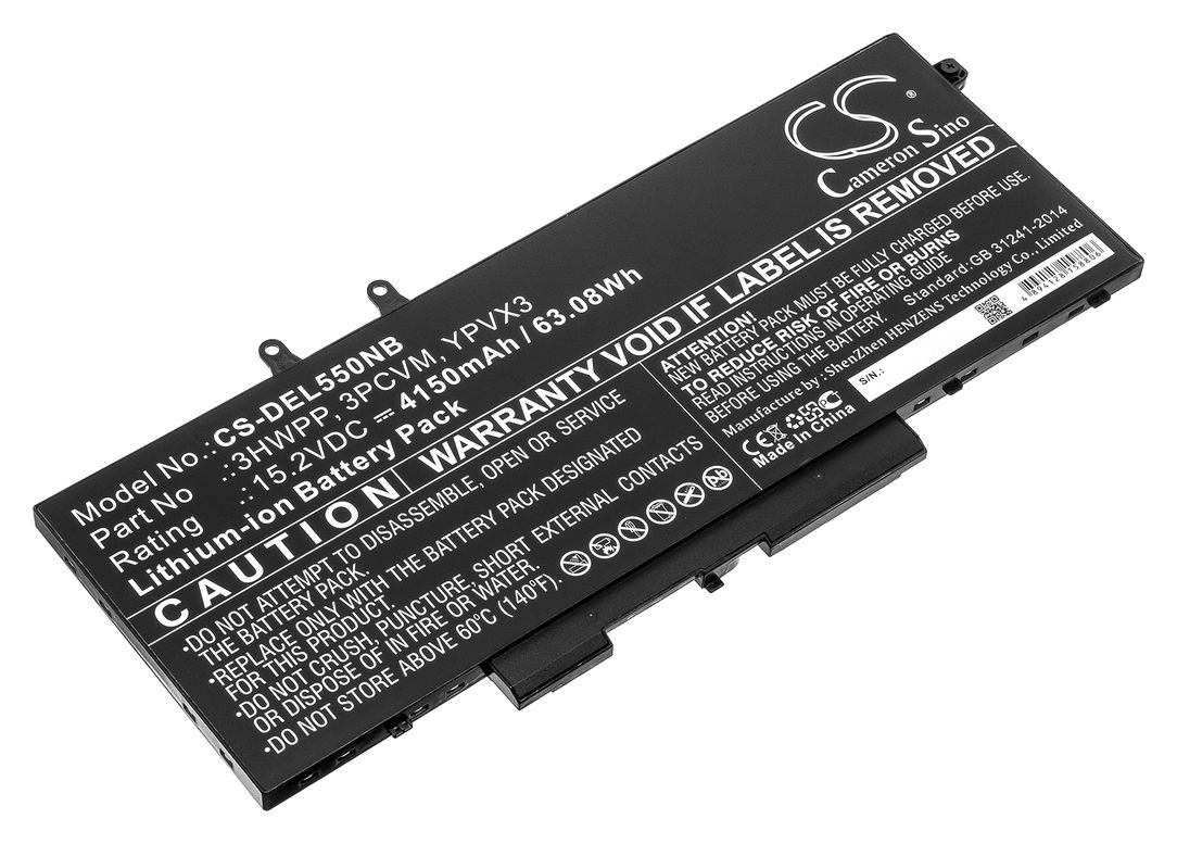 Аккумуляторная батарея CameronSino CS-DEL550NB для Dell Latitude 5501, Latitude 5401, 15.2V, 4.15 А·ч, черный