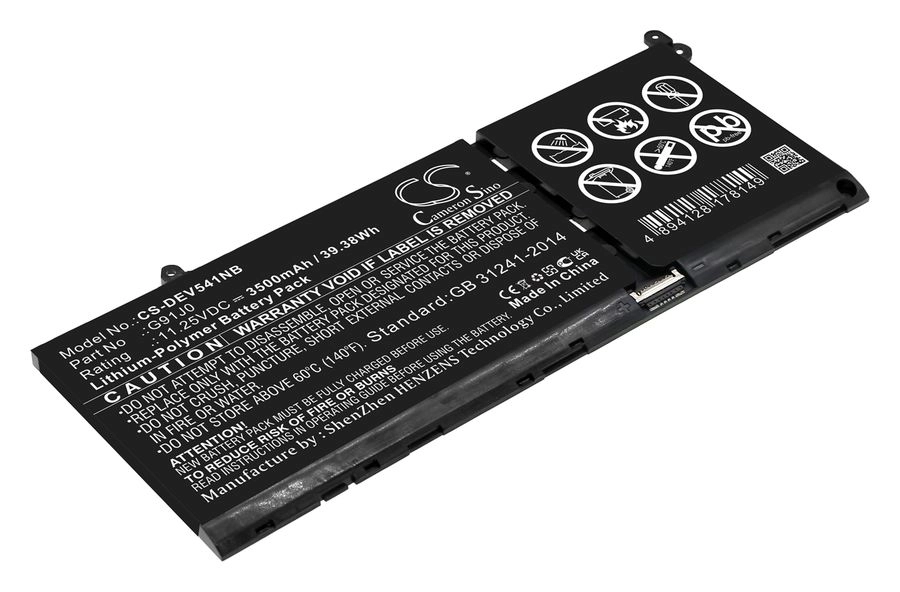 Аккумуляторная батарея CameronSino CS-DEV541NB для Dell Inspiron 3521, 3511, 5510, 5410, 5515, Latitude 3420, 3520, Vostro 3510, 5410, 5510, 11.3V, 3.5 А·ч, черный