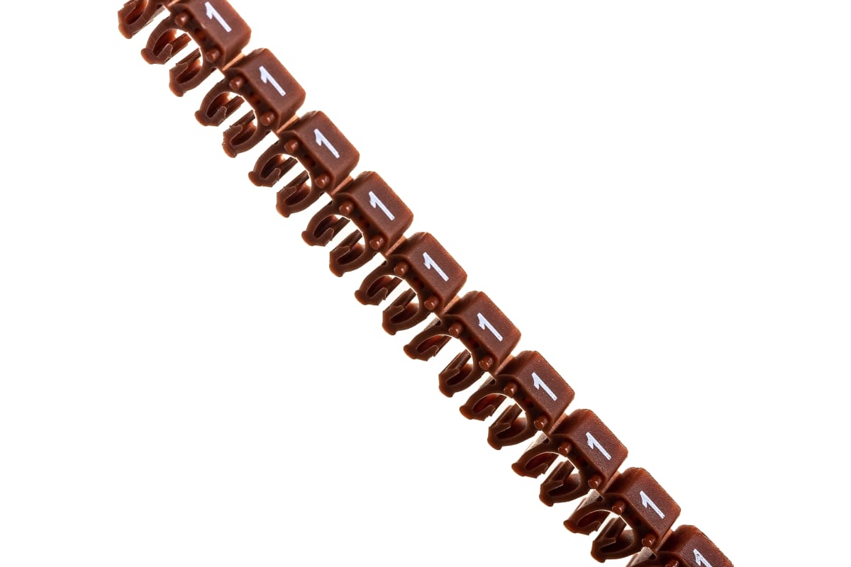 Маркер для кабеля DKC Quadro, 3 мм x 5.35 мм, сечением 1.5-2.5мм символ 1, коричневый (MKF1S2)