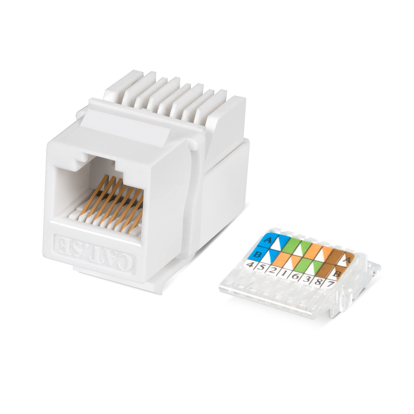 Вставка Keystone Cabeus KJ-RJ45-Cat.5e-Toolless, RJ-45(8P8C) cat.5e, 1 шт., белый (KJ-RJ45-Cat.5e-Toolless) - фото 1