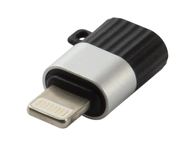 

Переходник (адаптер) Micro USB-Lightning 8-pin, черный/серебристый, Red Line (УТ000030904)