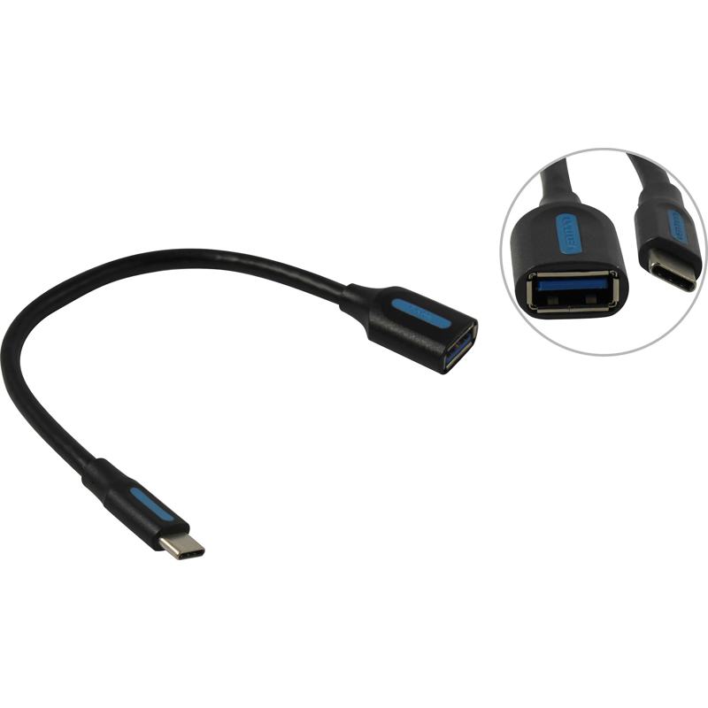 

Кабель-переходник (адаптер) USB Type-C(M)-USB(Af), OTG, экранированный, 15 см, черный, Vention (CCVBB)