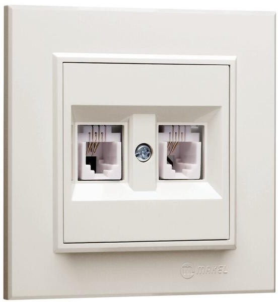 

Розетка RJ-45 скрытый монтаж категория 5, 2 модуля, без шторки, кремовый, Makel Karea (56010035)