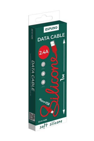

Дата-кабель USB 2.0(Am)-Micro USB 2.0(Bm), 2.4А, 1 м, красный, Exployd EX-K-1495 (EX-K-1495), EX-K-1495