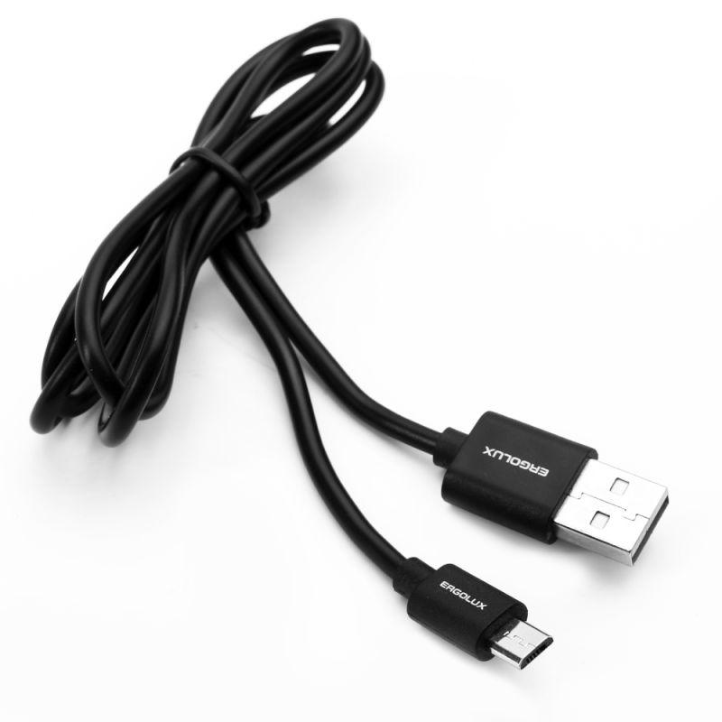 

Кабель Micro USB 2.0(Bm)-USB 2.0(Am), 2А, 1 м, черный, ERGOLUX (15088)