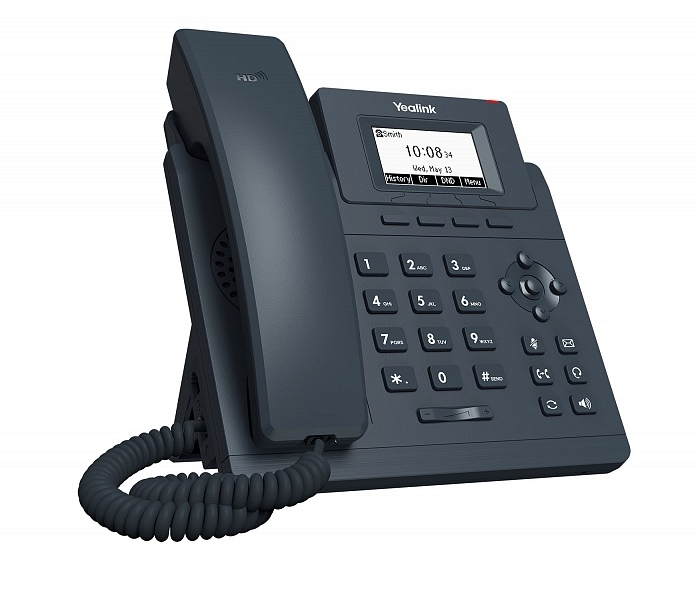 VoIP-телефон Yealink SIP-T30, 1 SIP-аккаунт, монохромный дисплей, черный б/у, после ремонта, следы эксплуатации, комплект полный