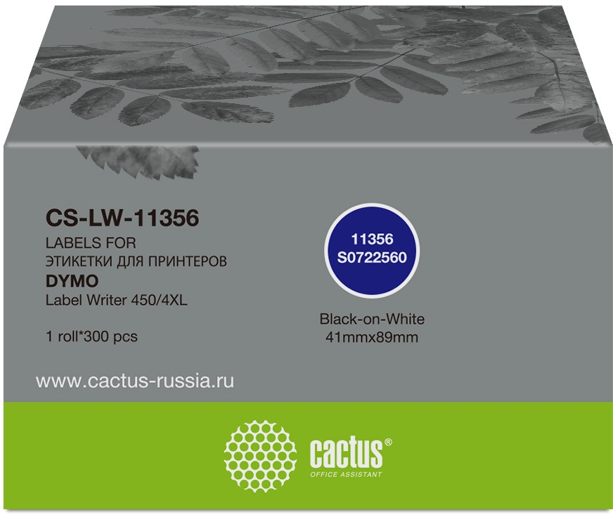 Этикетка Cactus, прямая термопечать, 89x41 мм., 300 шт., бумага 1 шт. (CS-LW-11356)