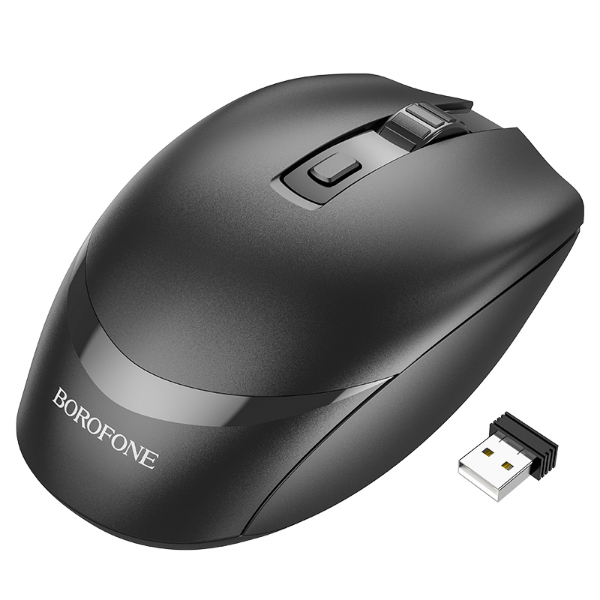 

Мышь беспроводная BOROFONE BG7 Platinum, 1600dpi, оптическая светодиодная, USB/Радиоканал, черный (6974443389982), BG7 Platinum