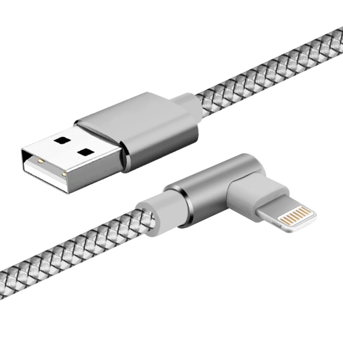 

Кабель USB-Lightning 8-pin, прямой/угловой, быстрая зарядка, 2А, 2 м, серебристый, Jet.A JA-DC45 (JA-DC45 2m Silver), JA-DC45