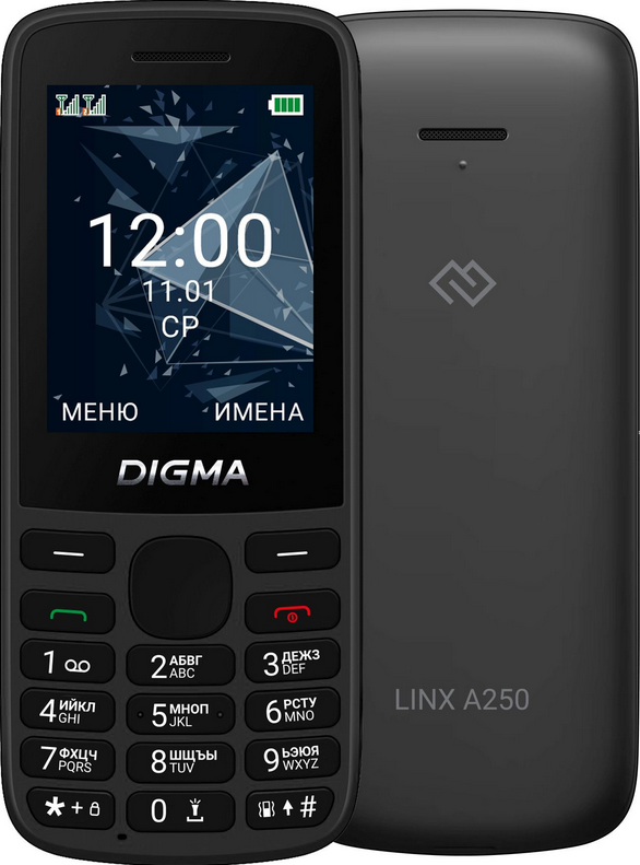 Мобильный телефон DIGMA A250 черный