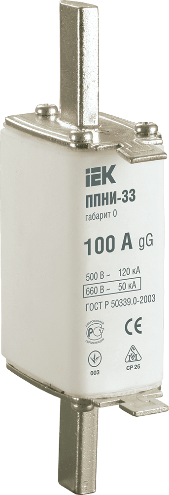 

Вставка плавкая IEK ППНИ-33, 100А, габарит 0, белый (DPP20-100), ППНИ-33