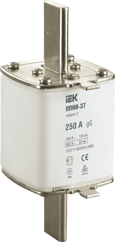 

Вставка плавкая IEK ППНИ-37, 250А, габарит 2, белый (DPP40-250), ППНИ-37