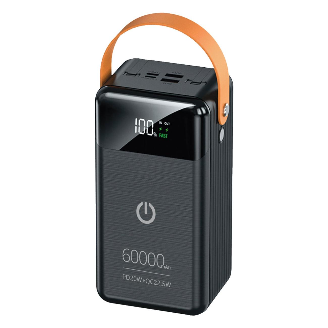 

Портативный аккумулятор (Powerbank) Perfeo Prodige, 60 А·ч, 2xUSB, 5А, Type-C, QC, PD, черный (PF_C3697), Prodige
