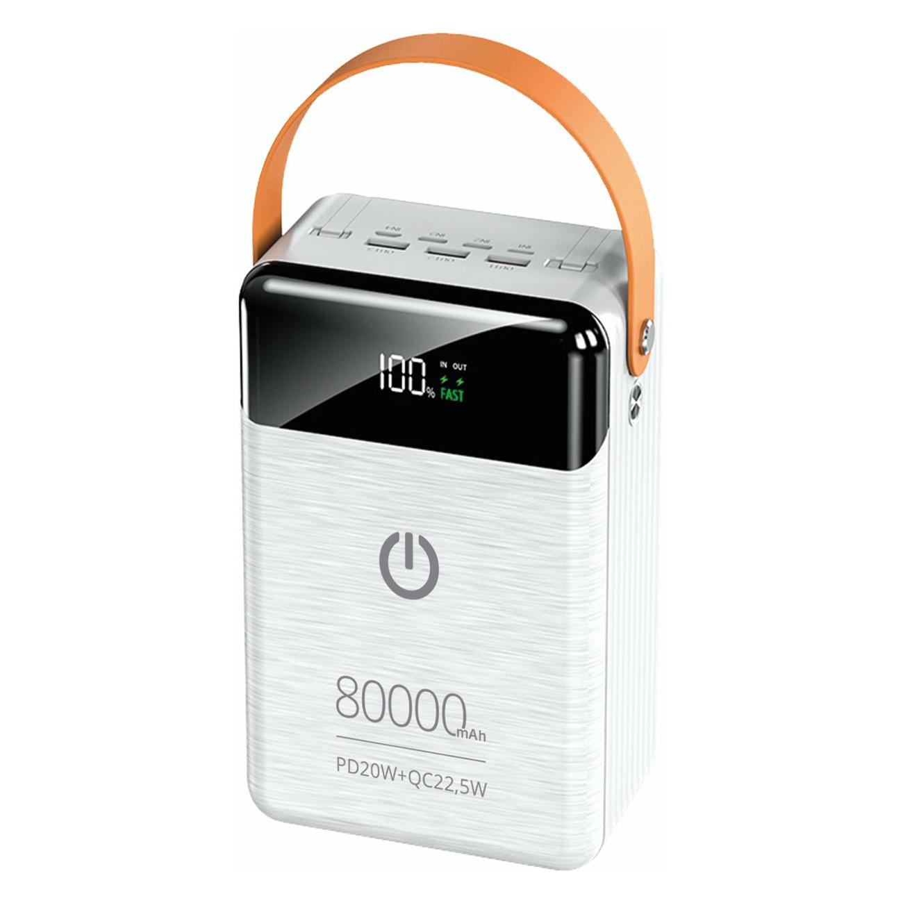

Портативный аккумулятор (Powerbank) Perfeo Prodige, 80 А·ч, 2xUSB, 5А, Type-C, QC, PD, белый (PF_C3700), Prodige