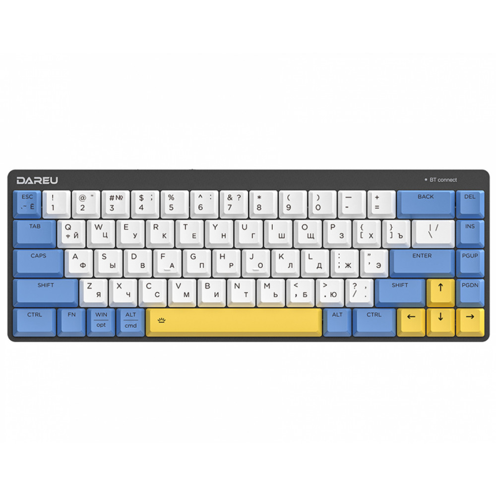

Клавиатура проводное/беспроводное Dareu EK868 , механическая, Kailh-Dareu Brown, Bluetooth / USB, белый/синий/желтый (EK868 White-Blue-Yellow_Brown), EK868