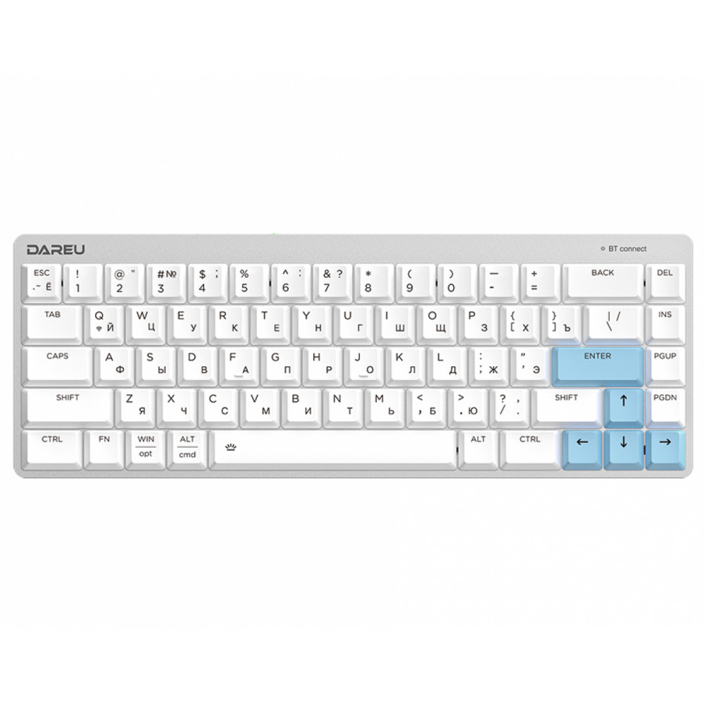 

Клавиатура проводное/беспроводное Dareu EK868, механическая, Kailh-Dareu Red, Bluetooth / USB, белый/синий (EK868 White-Blue_Red switch), EK868
