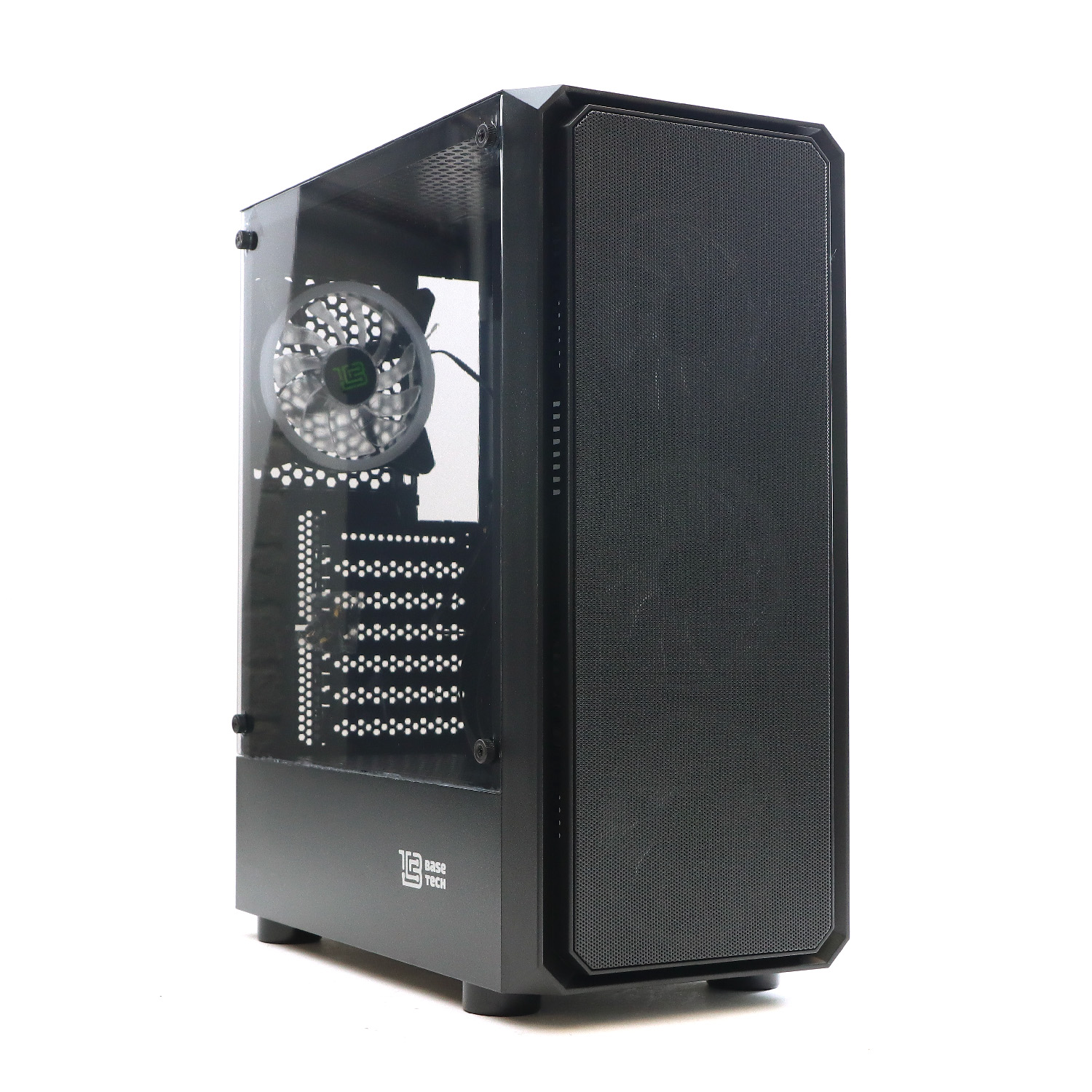 Корпус BaseTech eXtreme GFX-03, ATX, Midi-Tower, USB 3.0, RGB подсветка, черный, без БП (BT-GFX-03-MESH-4F-RGB)