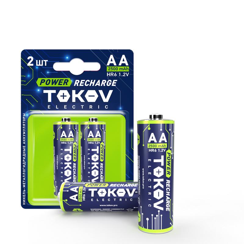 

Аккумулятор TOKOV ELECTRIC, AA, HR06, 1.2V 2.5 А·ч, 2 шт. (TKE-NMA-HR6/B2)