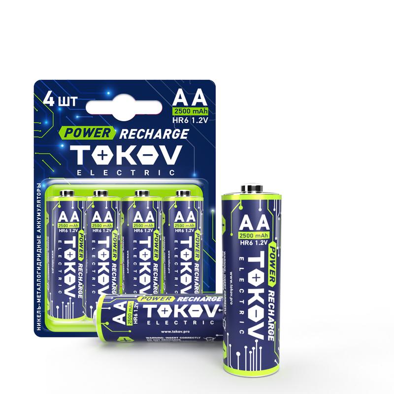 Аккумулятор TOKOV ELECTRIC, AA, HR06, 1.2V 2.5 А·ч, 4 шт. (TKE-NMA-HR6/B4)