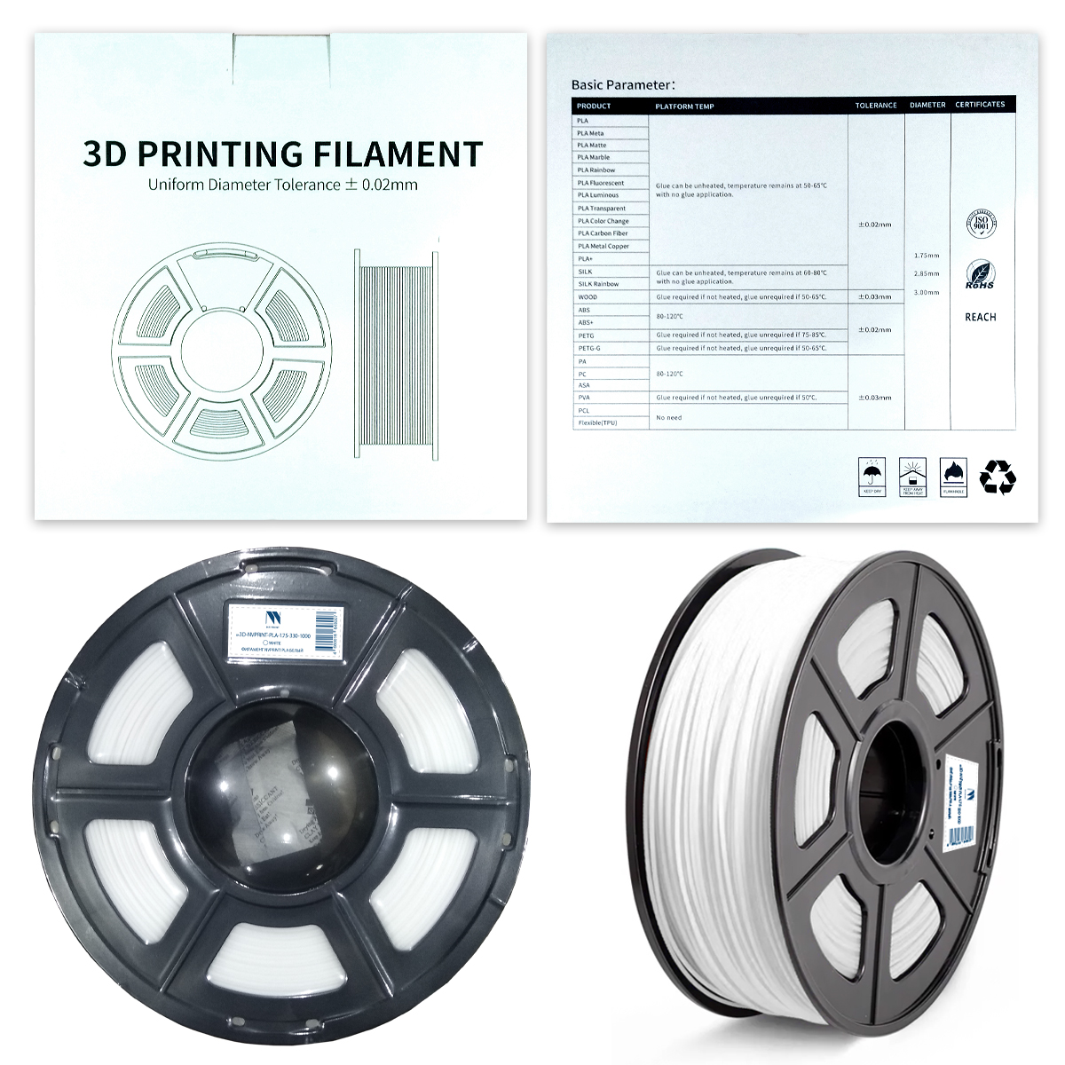 

Пластик NV Print, PLA, 1.75 мм x 330 м, белый для 3D принтера (3D-NVPRINT-PLA-1.75-330-1000-White)