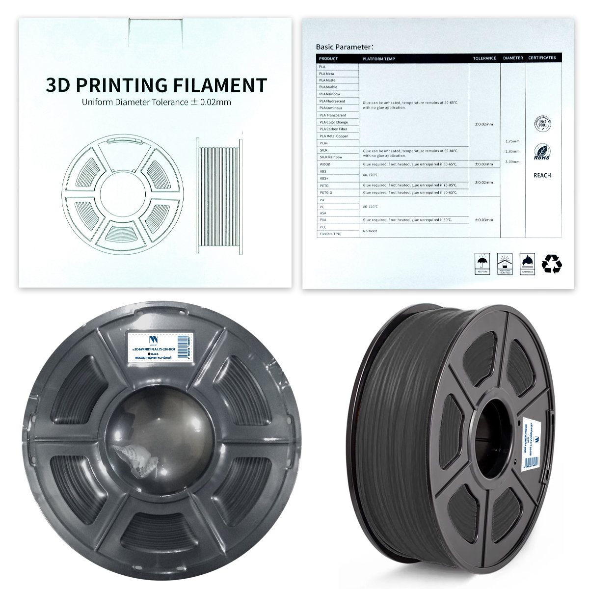 

Пластик NV Print, PLA, 1.75 мм x 330 м, черный для 3D принтера (3D-NVPRINT-PLA-1.75-330-1000-Black)