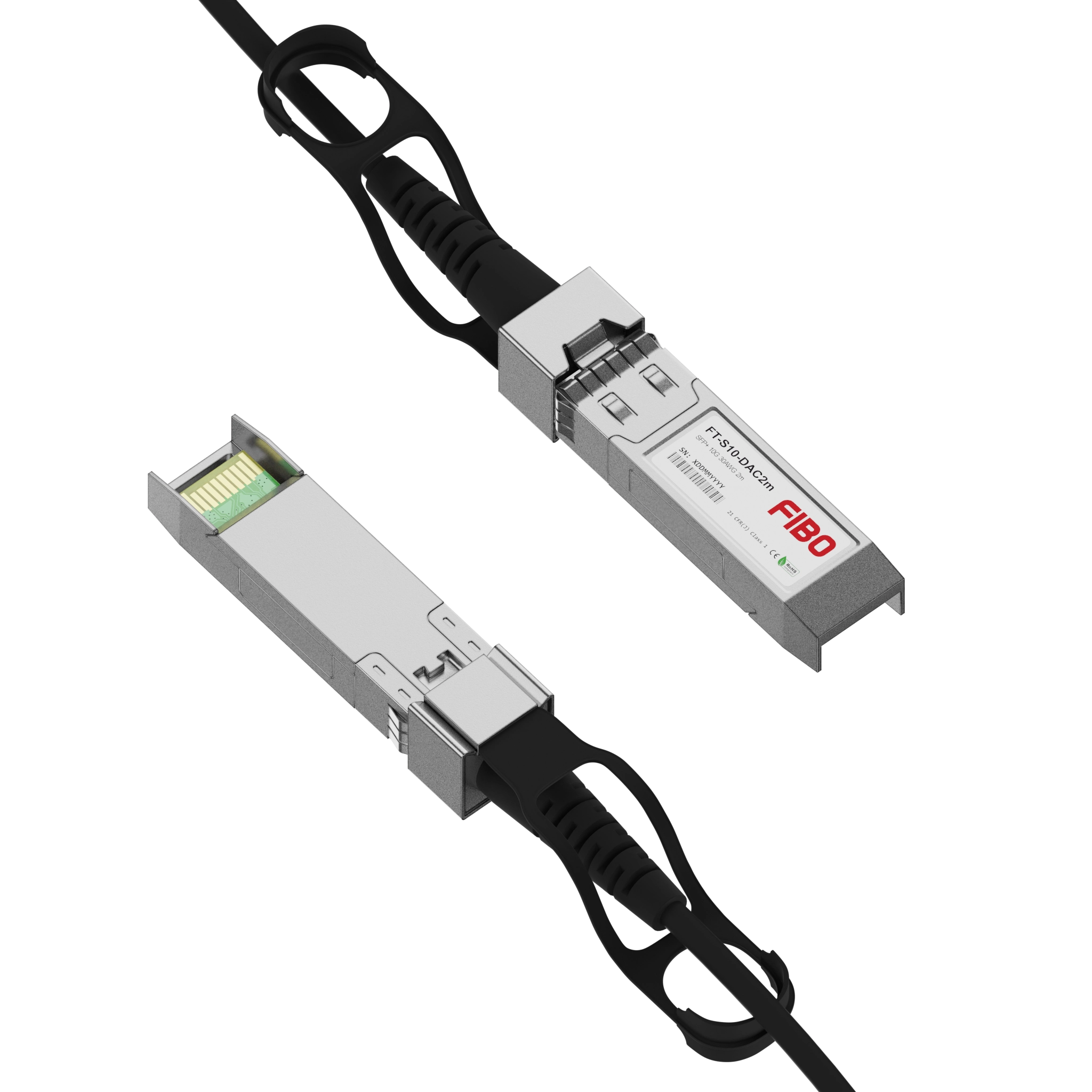 

Кабель DAC FIBO, SFP+-SFP+, 10 Гбит/с, 2 м, черный (FT-S10-DAC2m)