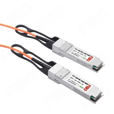 Кабель AOC (Active Optical Cable) FIBO, QSFP+-QSFP+, 40 Гбит/с, 10 м, оранжевый (FT-Q40-AOC10m)