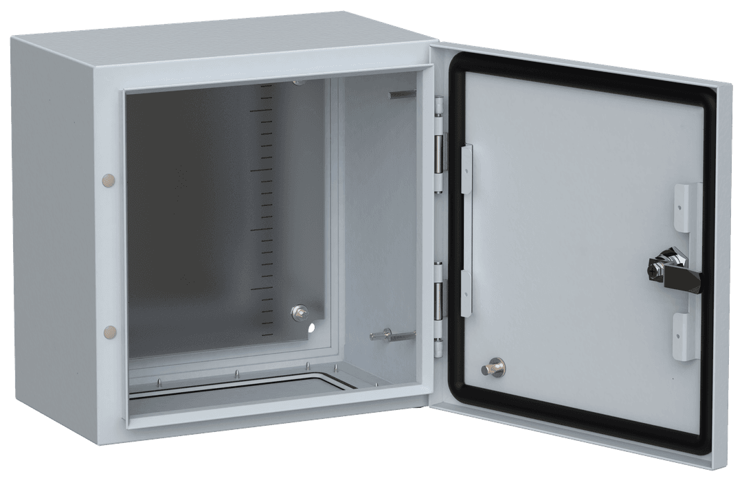 

Корпус металлический с монтажной панелью 30 см x 30 см x 20 см, IP66, УХЛ1, замок с ключом, серый, IEK TITAN 5 ЩМП-30.30.20 (TI5-10-N-030-030-020-66), ЩМП-30.30.20