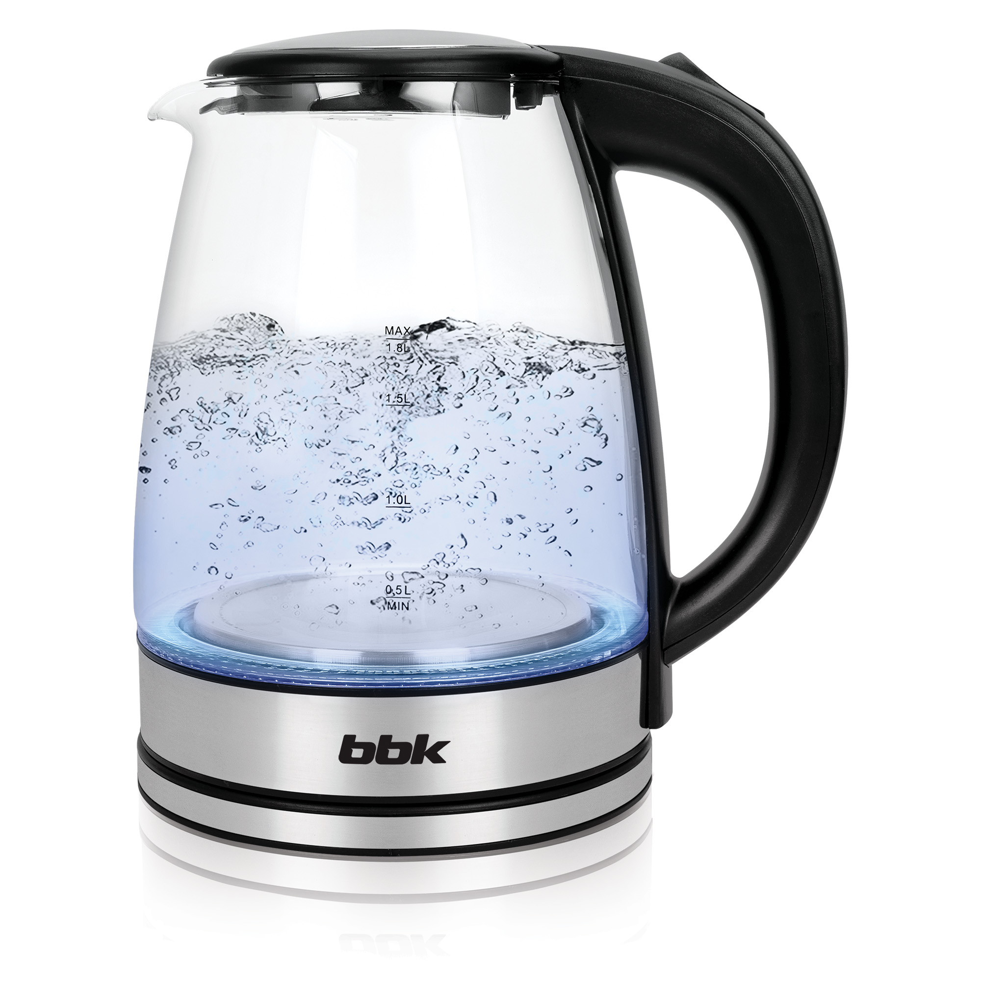 

Чайник BBK EK1813G 1.8л. 2 кВт, пластик/стекло/металл, черный/серебристый, EK1813G