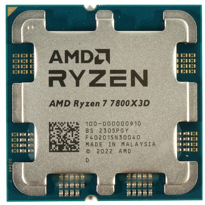 

Процессор AMD Ryzen 7-7800X3D Raphael, 8C/16T, 4200MHz 96Mb TDP-120 Вт AM5 tray (OEM) (100-000000910), 7800X3D