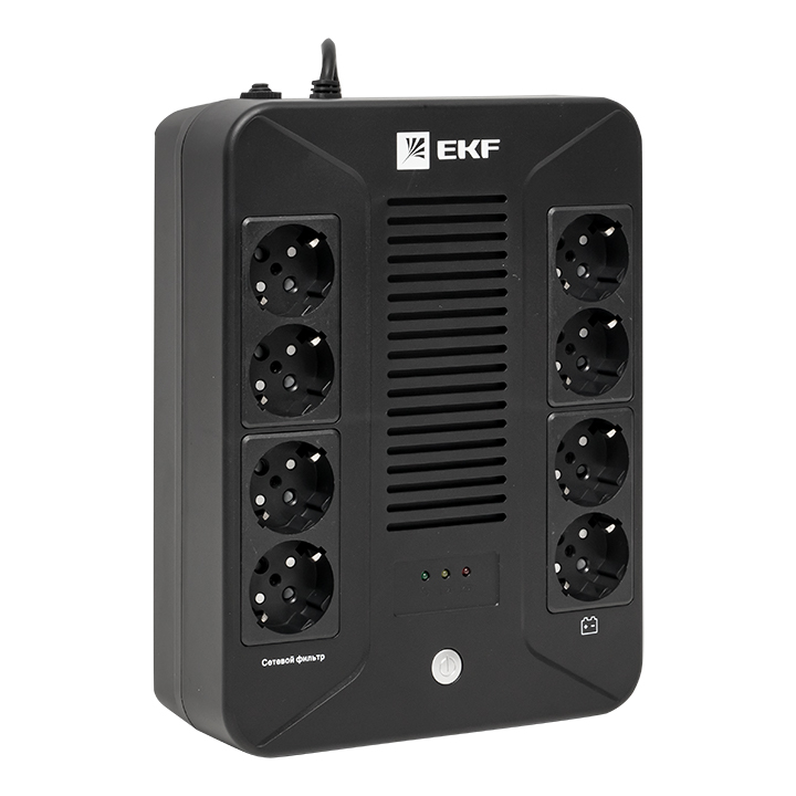 

ИБП EKF SSW-1000, 1000 В·А, EURO, розеток - 8, USB, черный (SSW-1000), SSW-1000