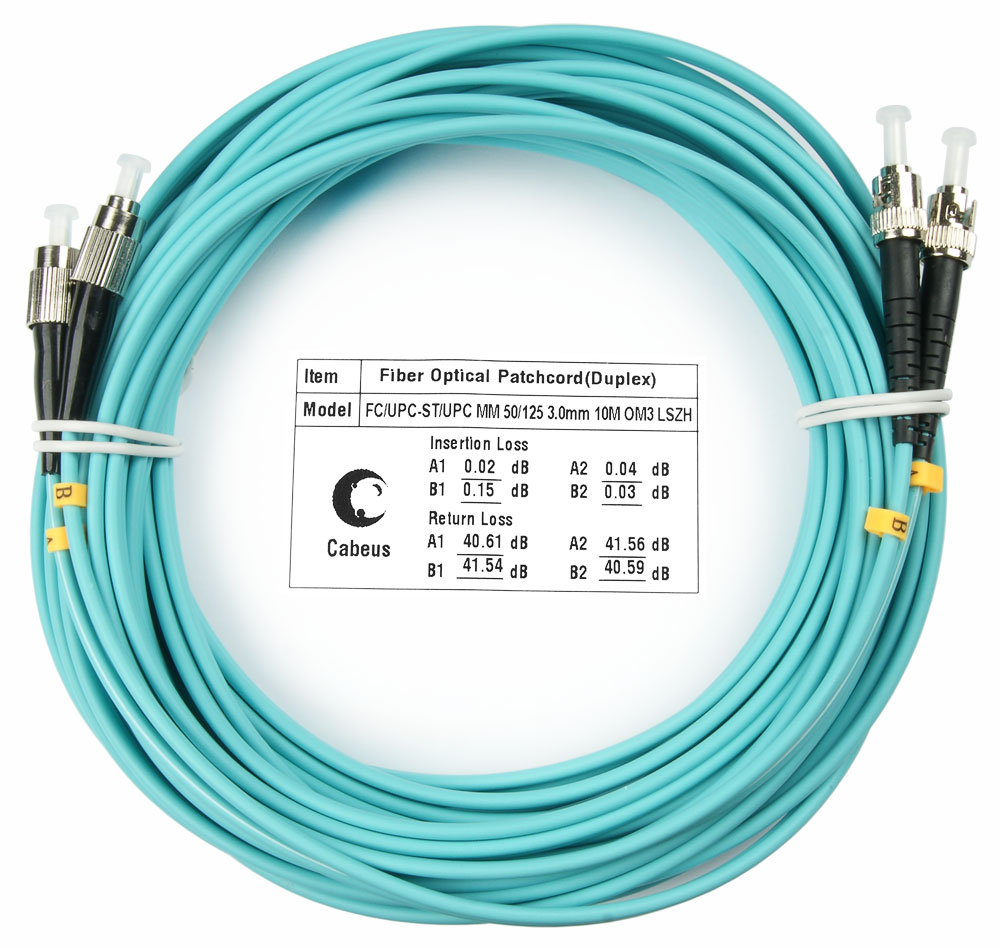 

Патч-корд оптический Cabeus FOP-50-FC-ST-20m, FC/UPC-ST/UPC, многомодовый, 50/125, OM3, двойной, 20 м, LSZH, аквамарин (FOP-50-FC-ST-20m), Бирюзовый, FOP-50-FC-ST-20m